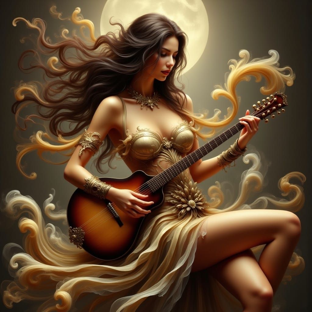 Romantic Fantasy Latina Bard in Leather Armor