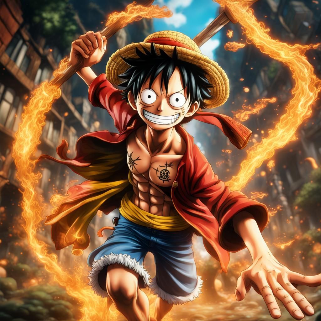 Angry Luffy from One Piece: Detailed Matte Painting