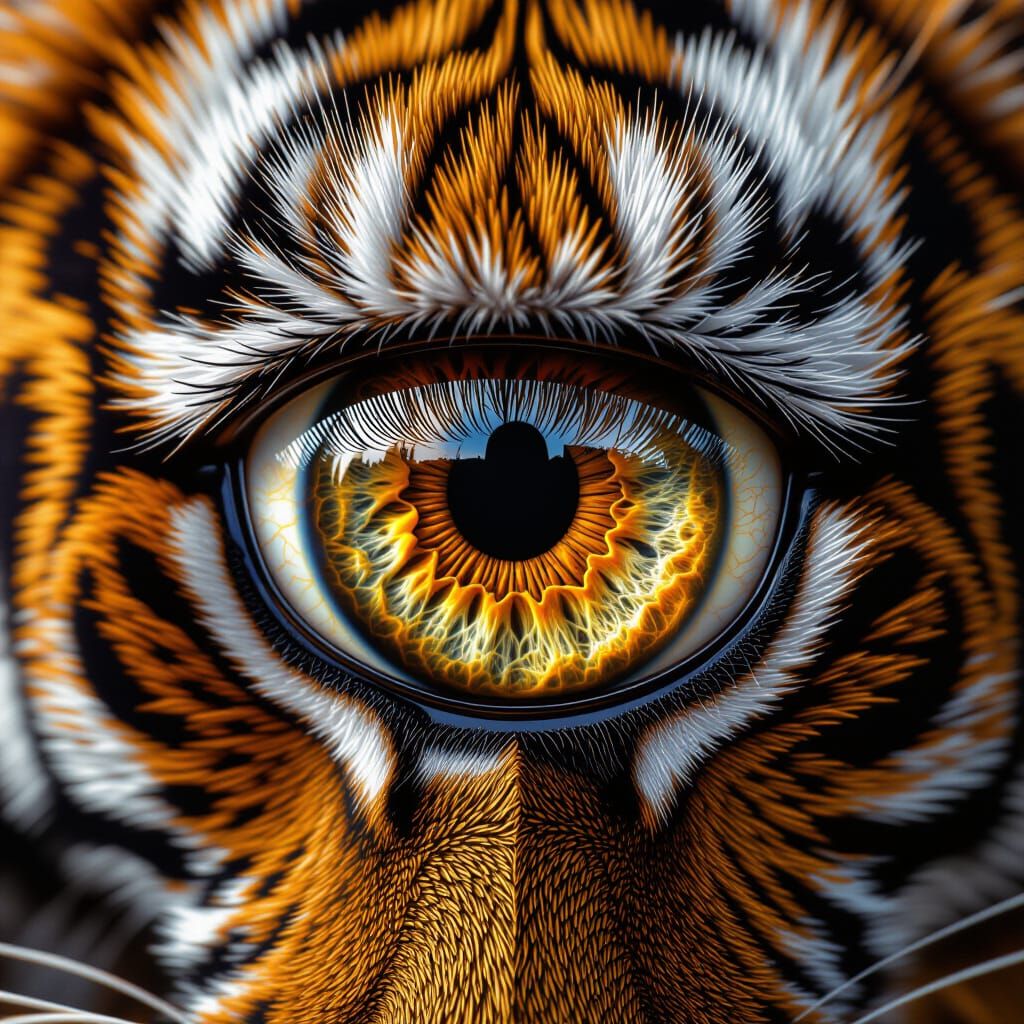 Surreal Tiger Eye: Ultra-Detailed Photorealistic Close-Up