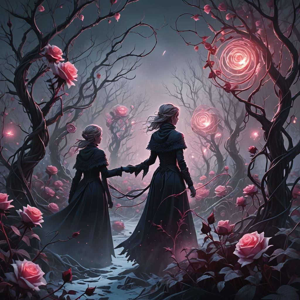 Eerie Dark Fantasy World of Frozen Roses