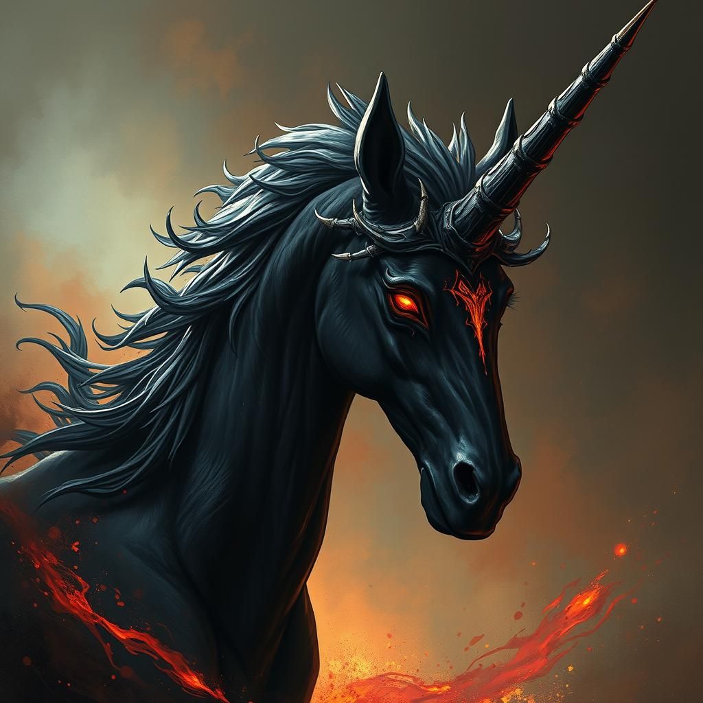 Dark Fantasy Knabstrupper Unicorn with Malevolent Aura