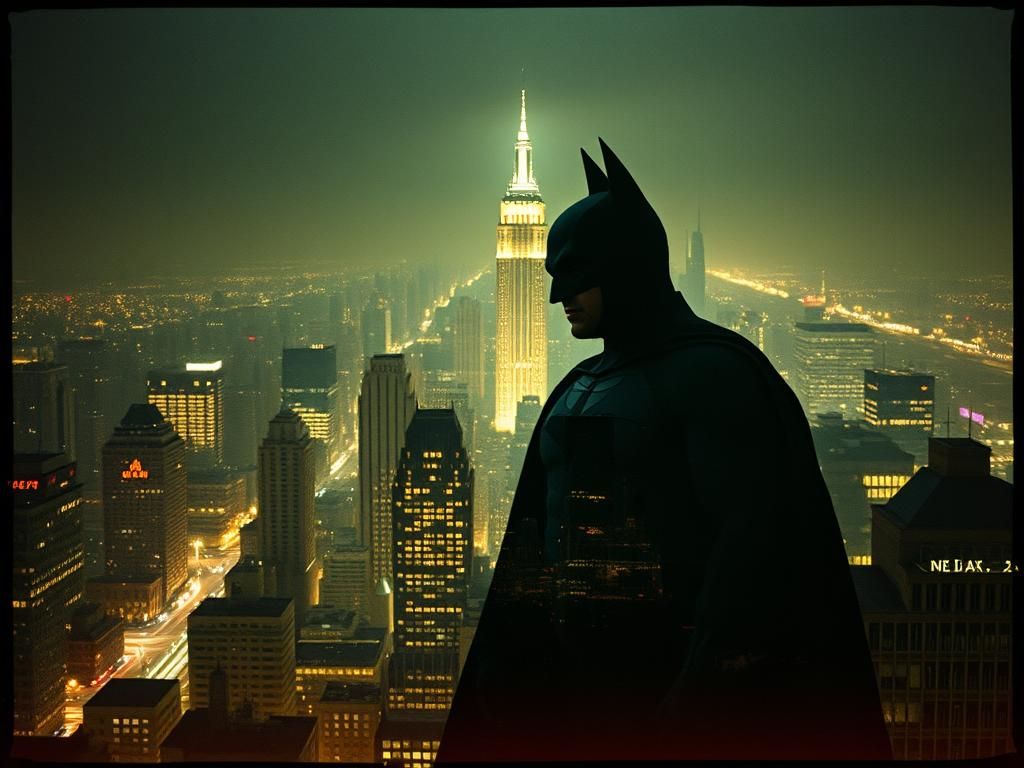 Batman Double Exposure: Gotham City in Gritty Style