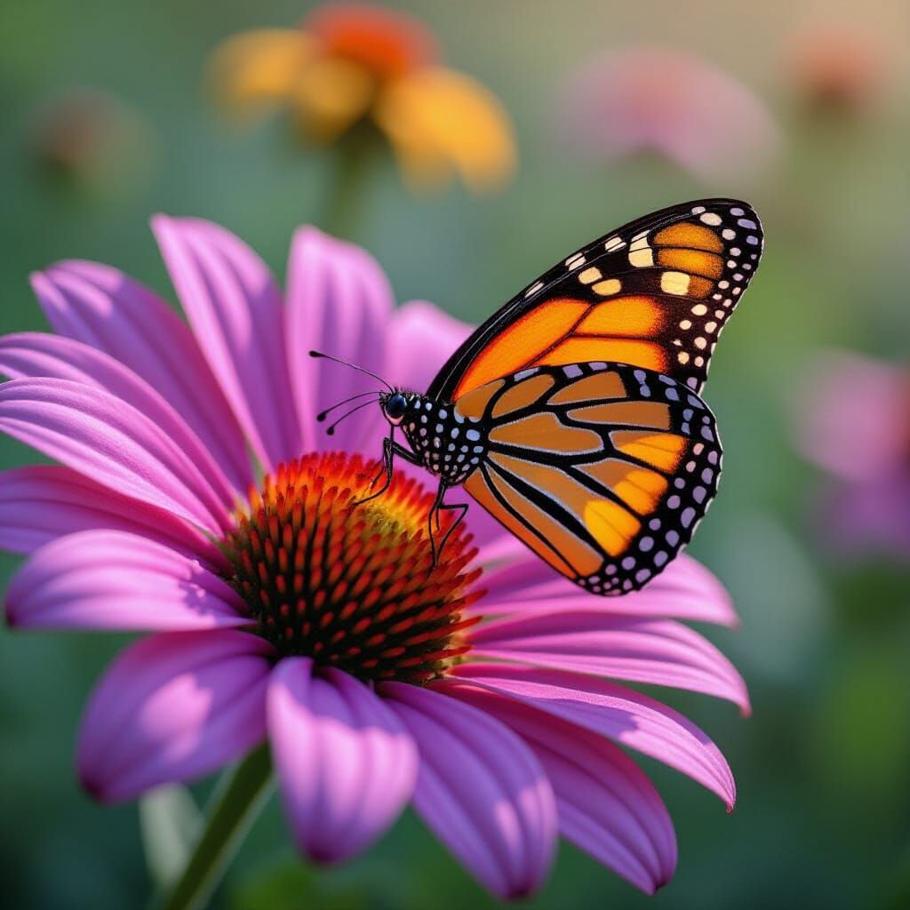 Macro Butterfly and Flower in Vivid Detail