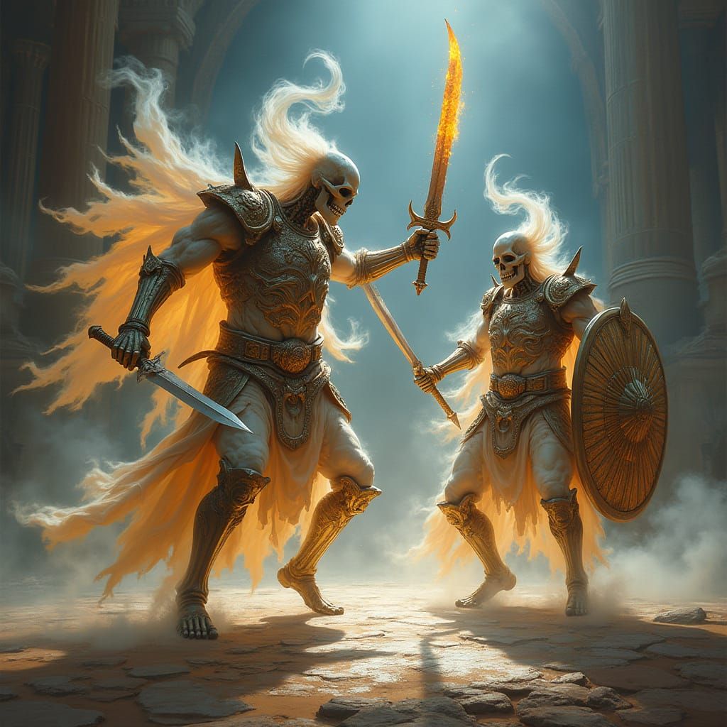 Ethereal Skeletons Clash in Epic Fantasy Arena