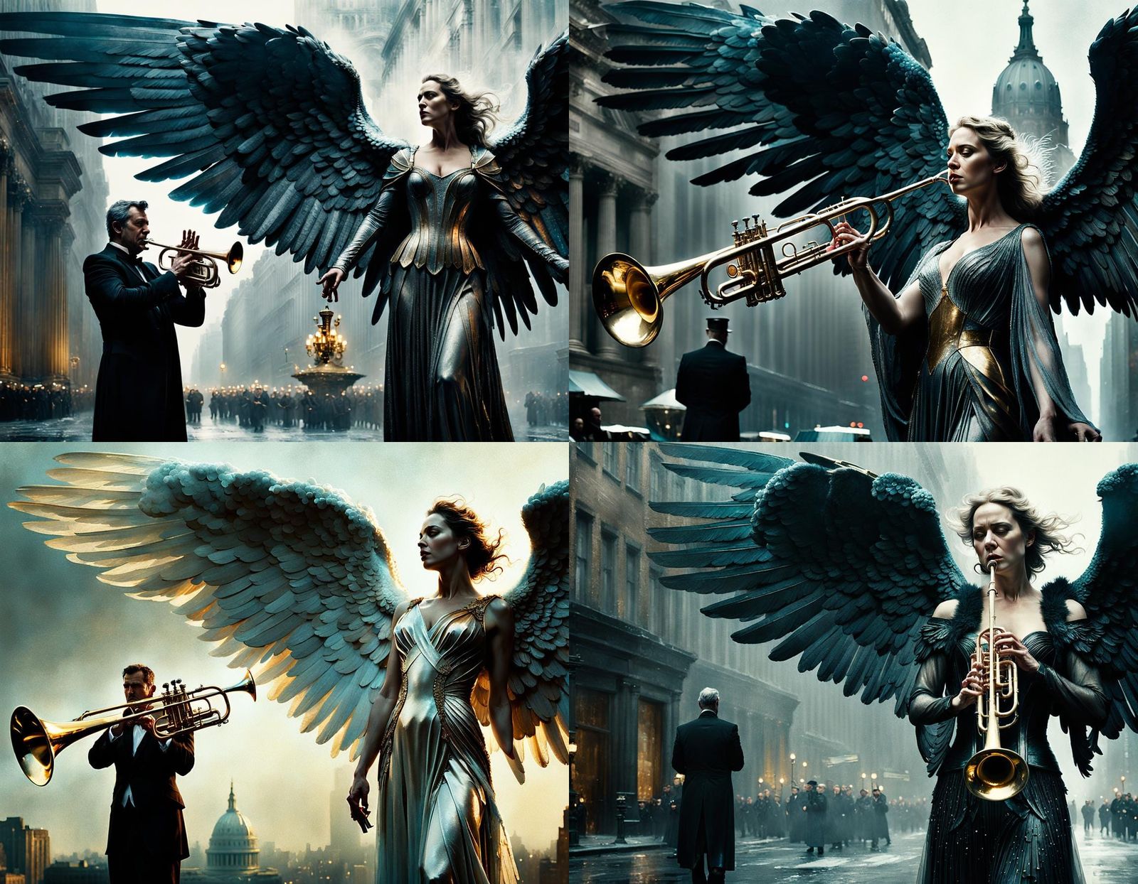 Angel with Trumpet: Cinematic Mixed-Media Photography