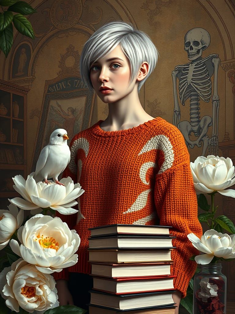 Ethereal Artist in a Whimsical World of Art and Nature