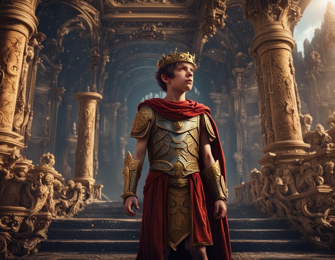 Futuristic Boy King: Detailed Matte Painting