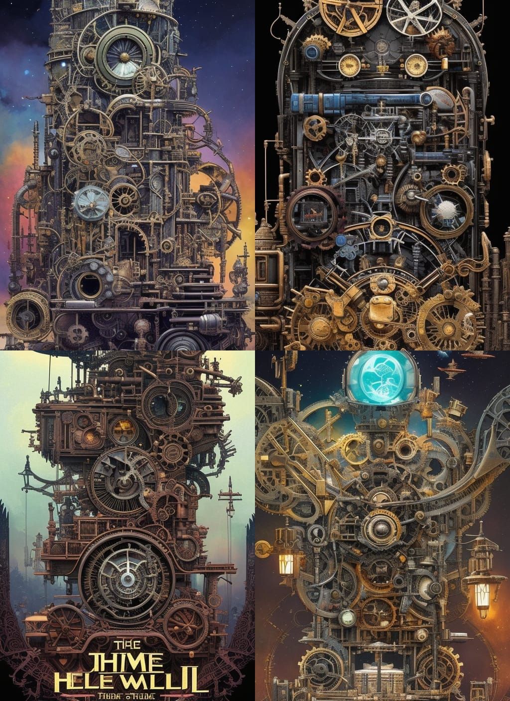 Steampunk Time Machine: Gears and Gadgets in Watercolor