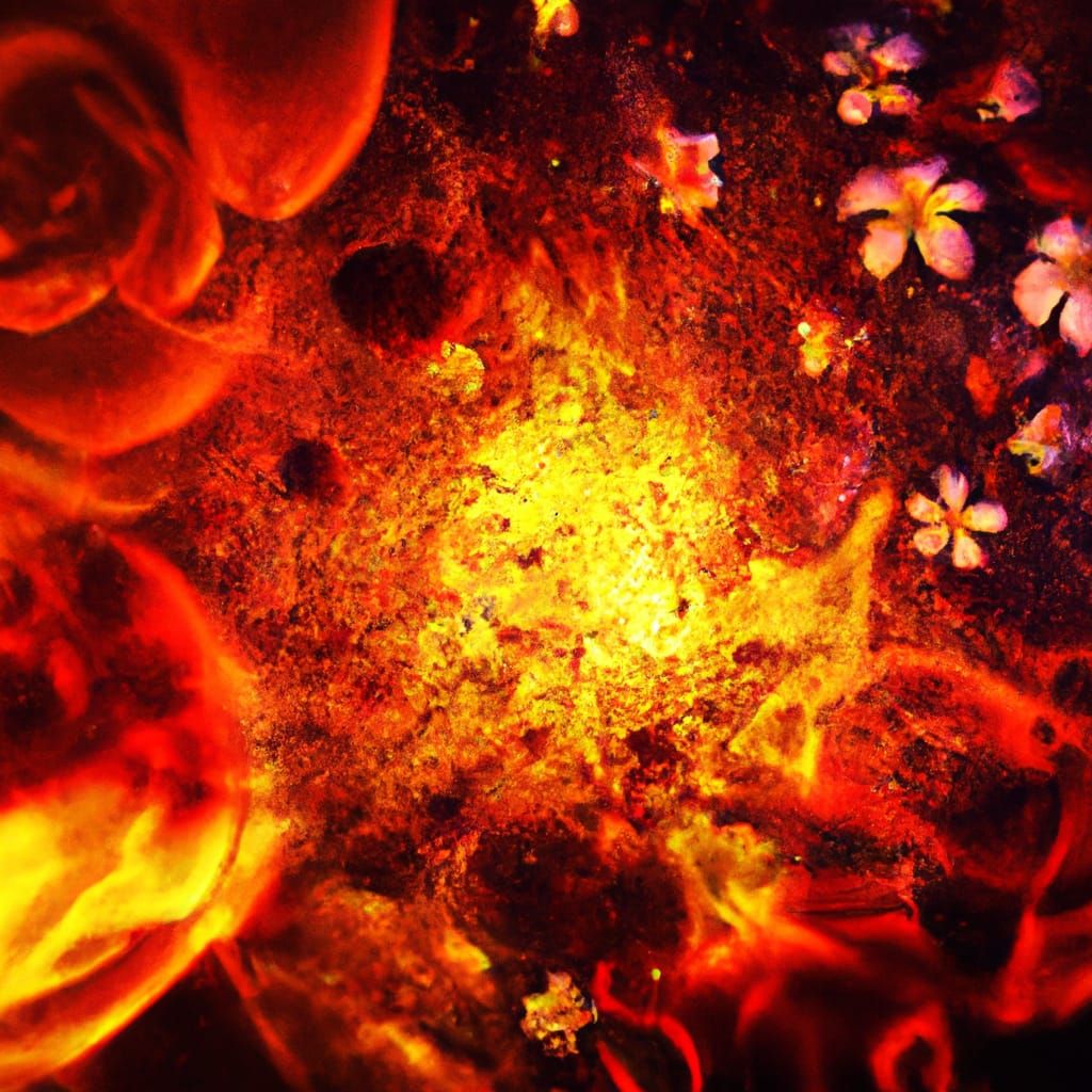 Burning Floral Arrangement in Dark Tones