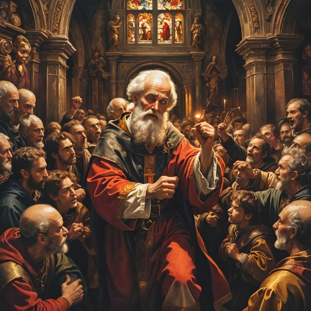 Saint Nicholas Punches Arius: A Baroque Painting