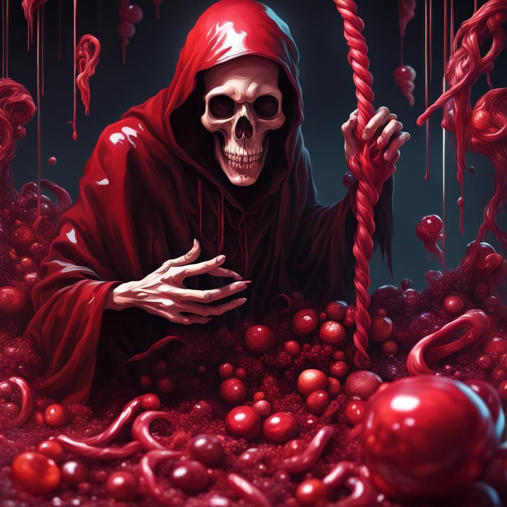 Candy Art: Playful Grim Reaper in Candyland