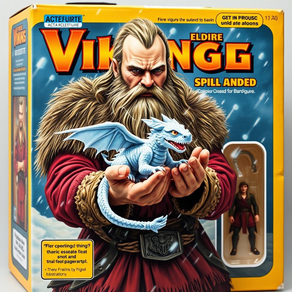 Vintage-Style Action Figure Box: Fierce Viking Warrior with ...