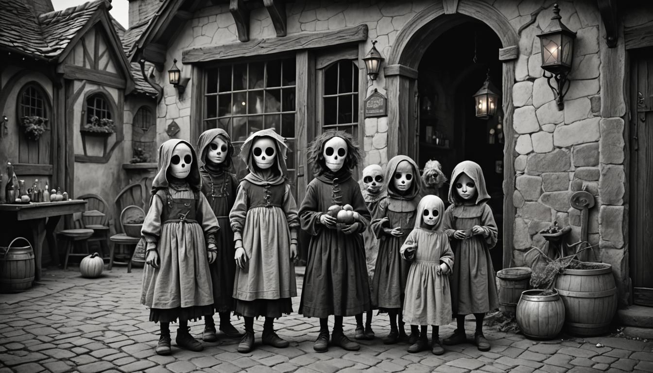 Ghostly Children Haunt Medieval Tavern in Gothic Style