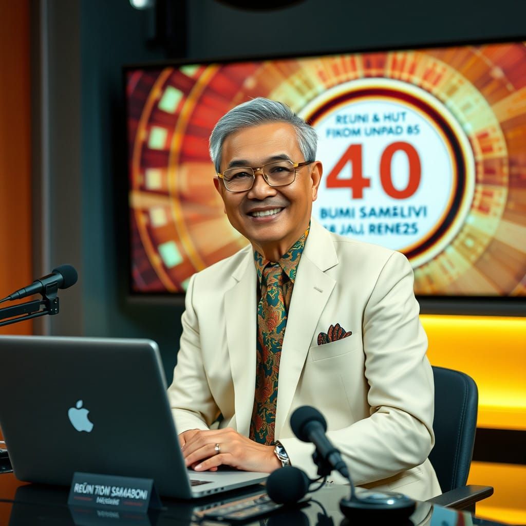 Indonesian TV Personality in Modern Studio Setting