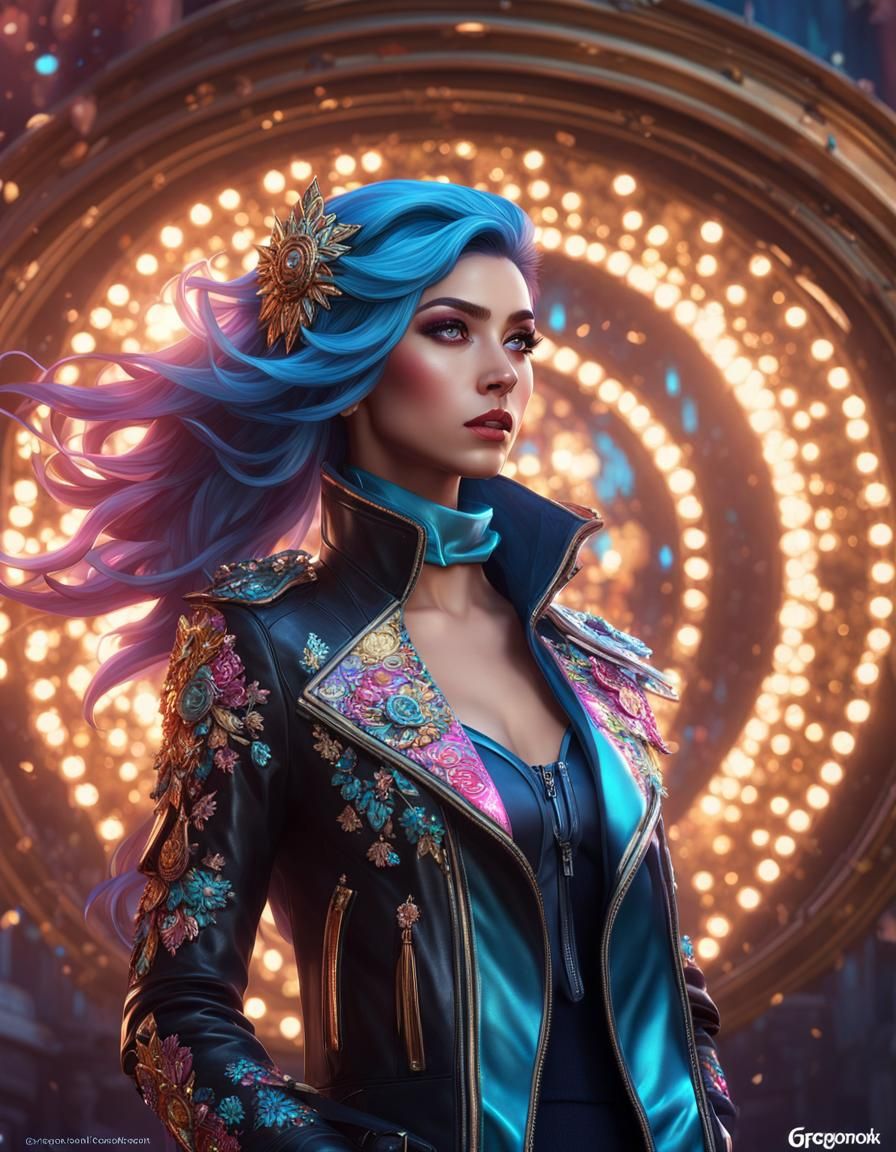 Sonata Dusk in Leather Jacket: Maximalist Art