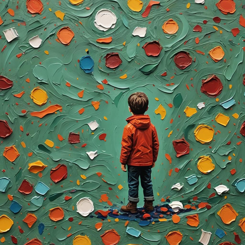 Vibrant Impasto Illustration in Acrylic Style