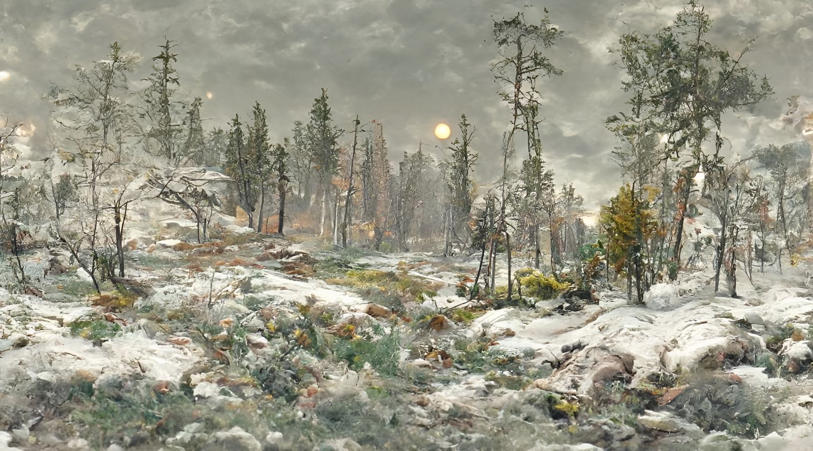 Post-Apocalyptic Winter Landscape in Expressionist Style