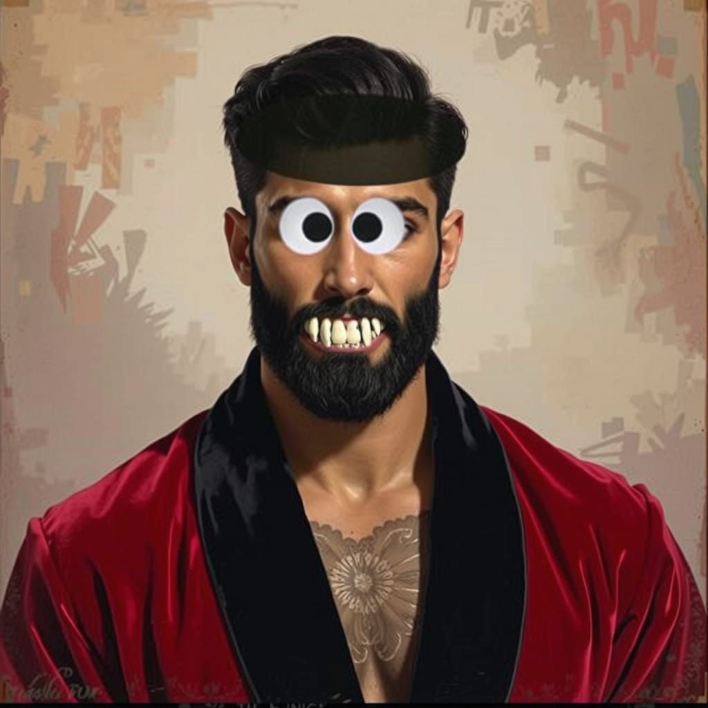 Cross-Eyed Man in Bathrobe: Cinematic Film Still