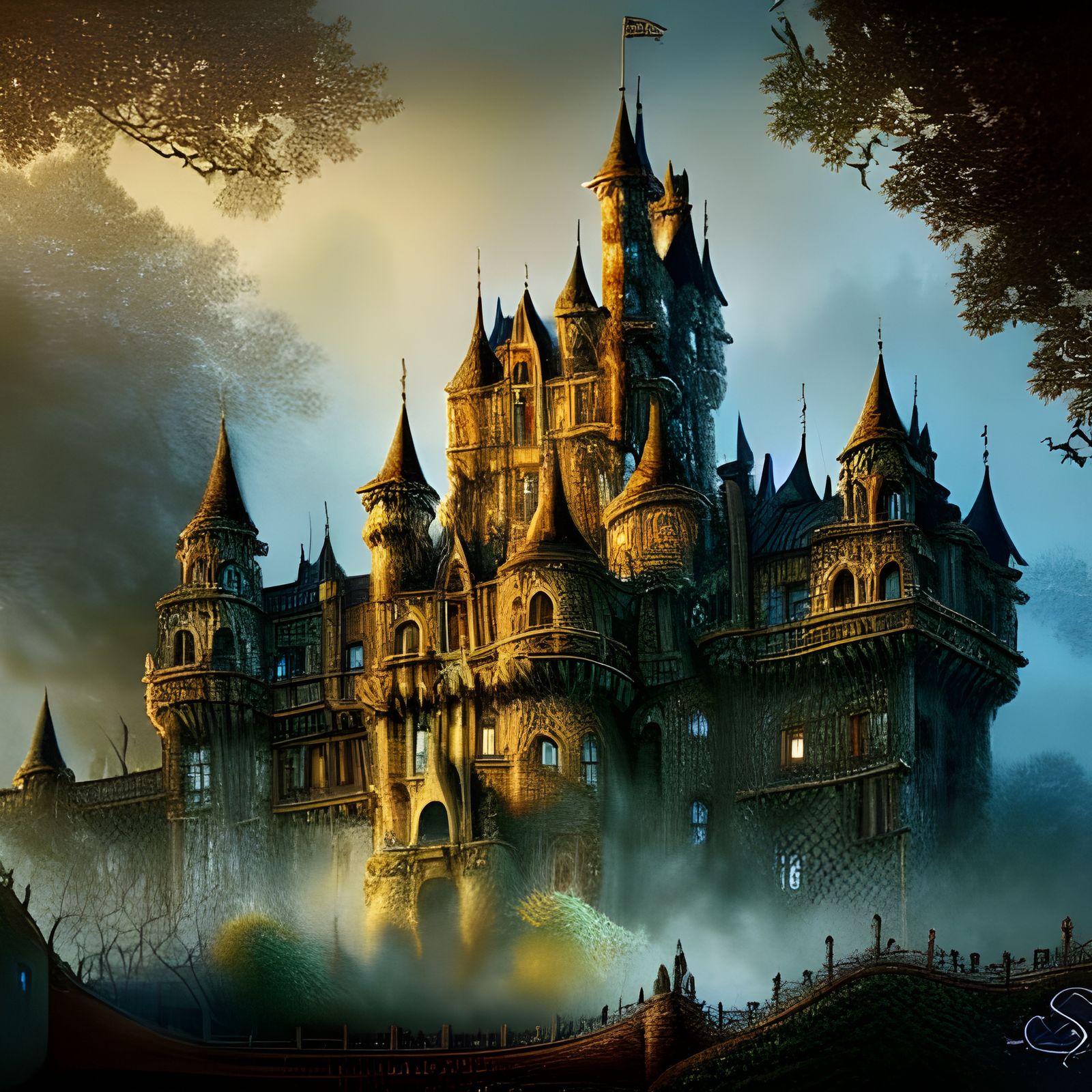 Spiderweb Castle: Hyperrealistic Fantasy Art