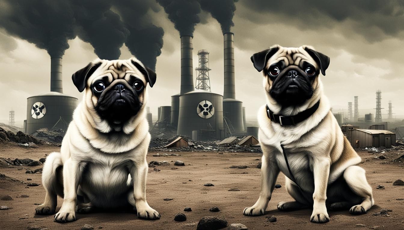 Pugs in Wasteland Town with Nuclear Reactor