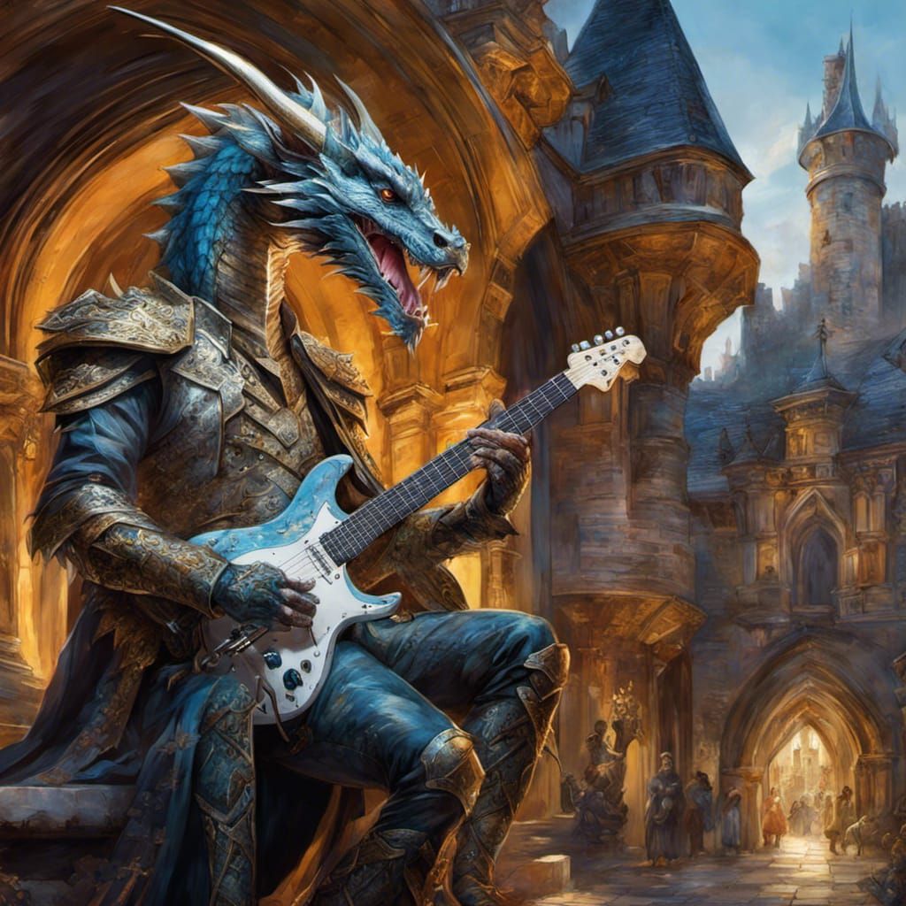 Rock Star Dragon Serenade in Castle Courtyard