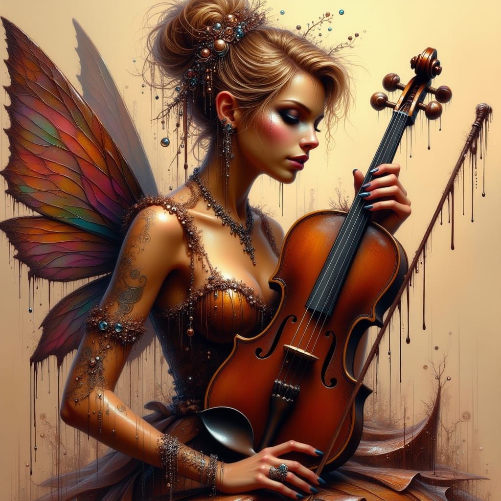 Seductive Chocolate Goddess Plays Violin in Decadent Artisti...