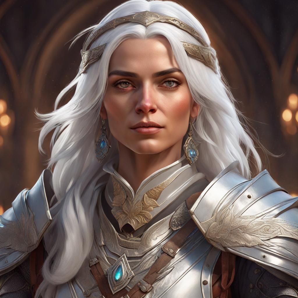 Armored Romani Woman Portrait in Art Nouveau Style