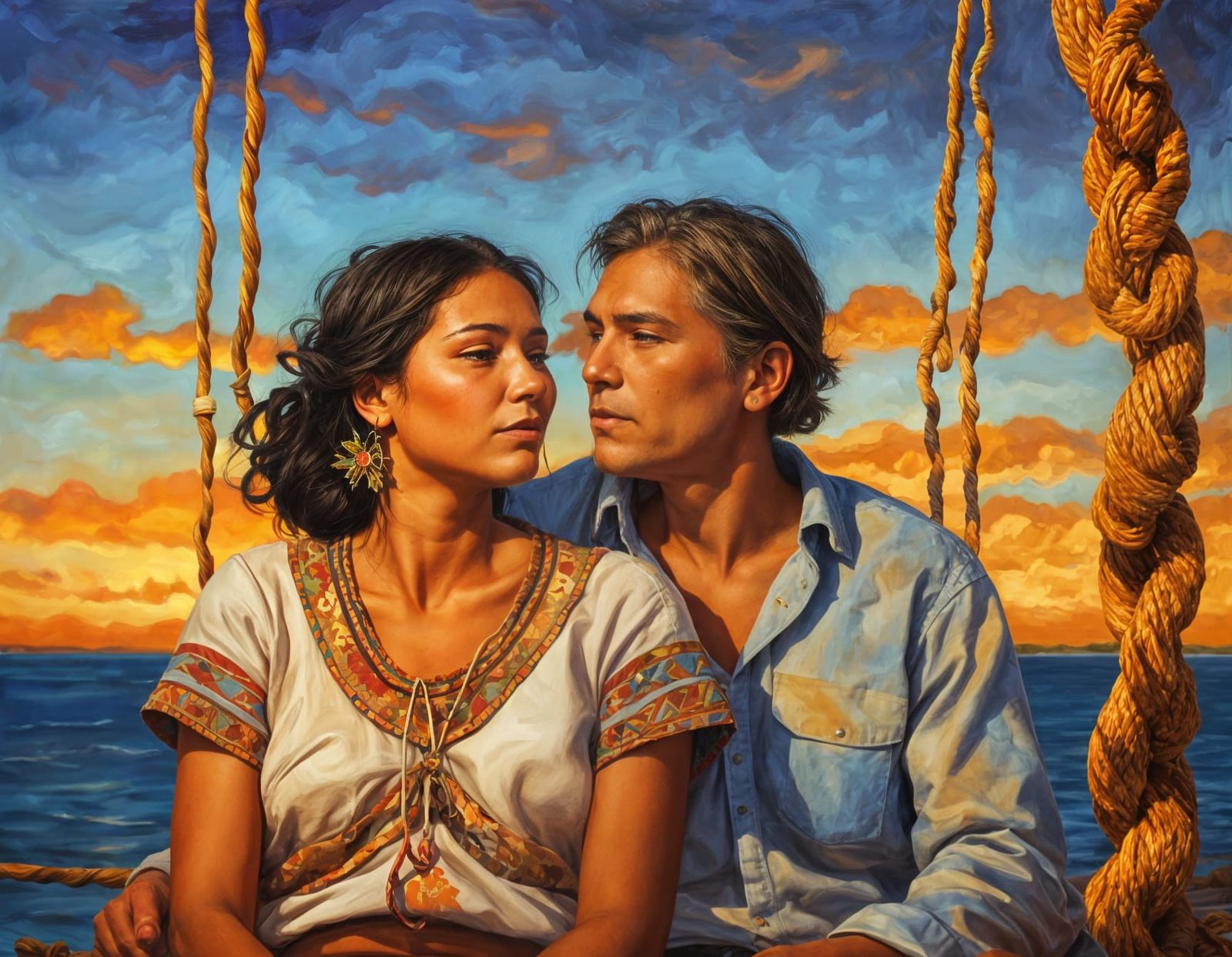 Indigenous Couple's Autumn Date Night in Twilight