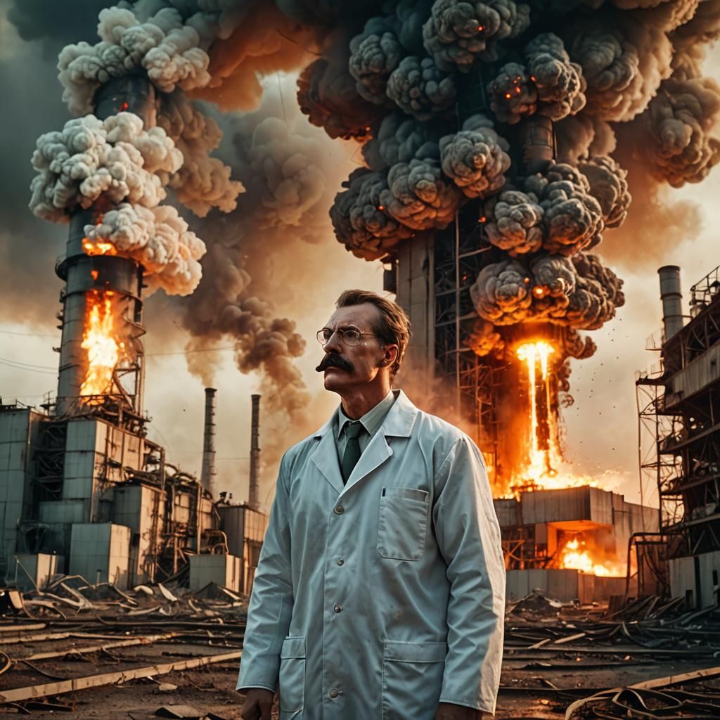 Surreal Industrial Landscape: Chernobyl Explosion