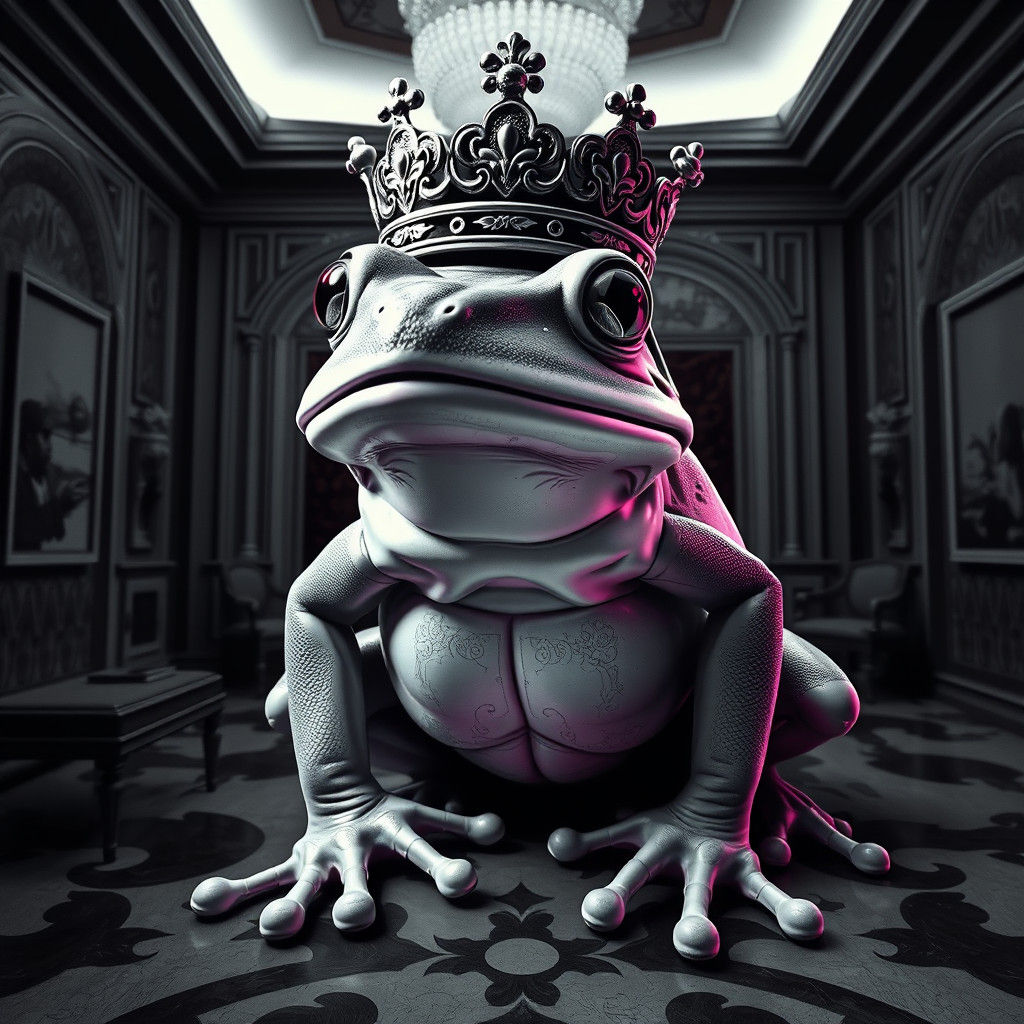 Mutant Frog in Vaporwave Cubism Art Deco Interior