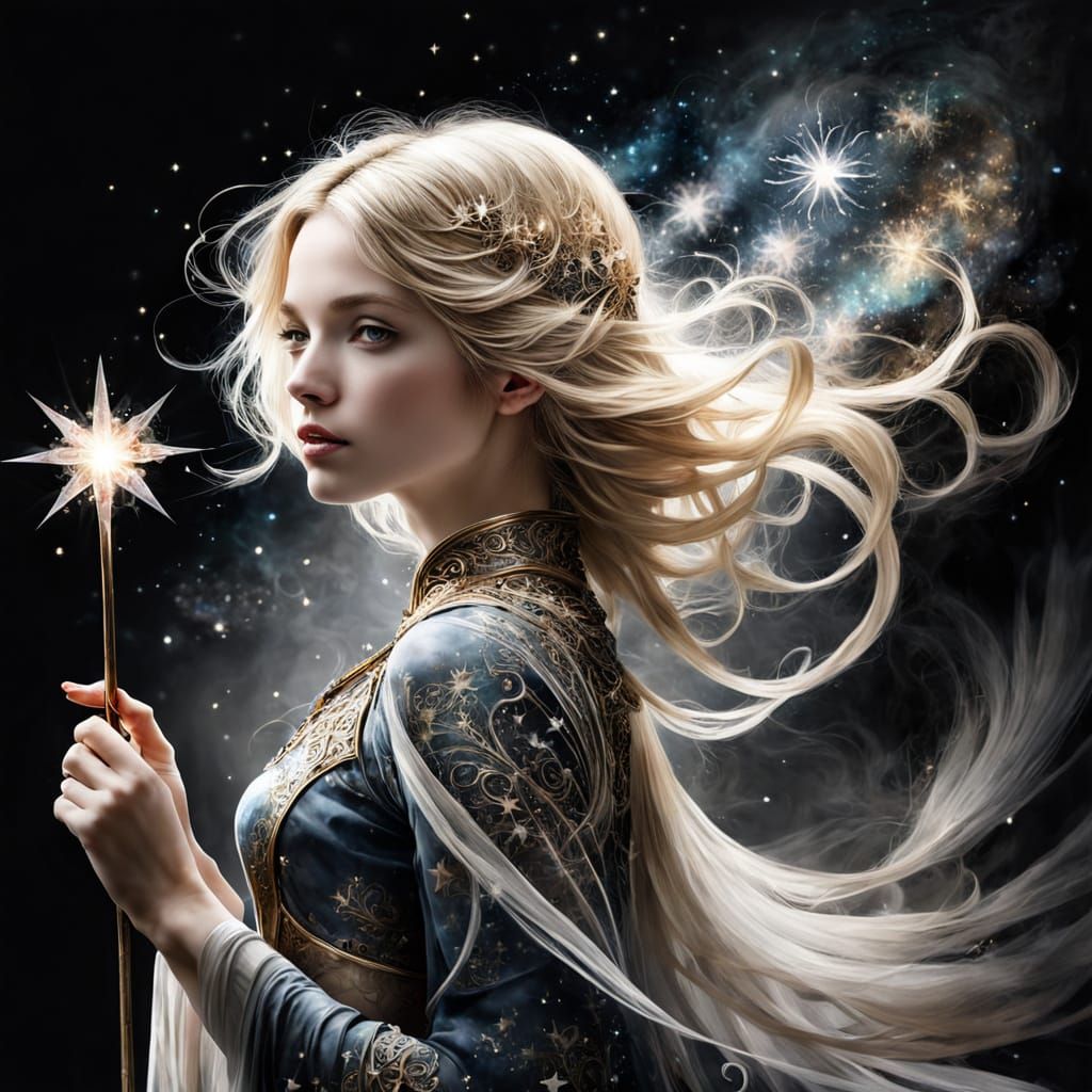 Surreal Fantasy Girl Conjured by Celestial Magic