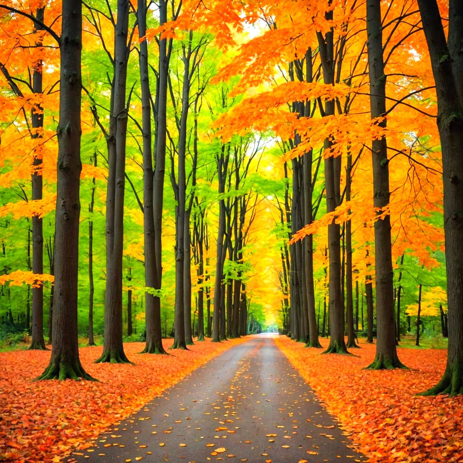 Enchanted Autumn Forest with Colorful Canopy