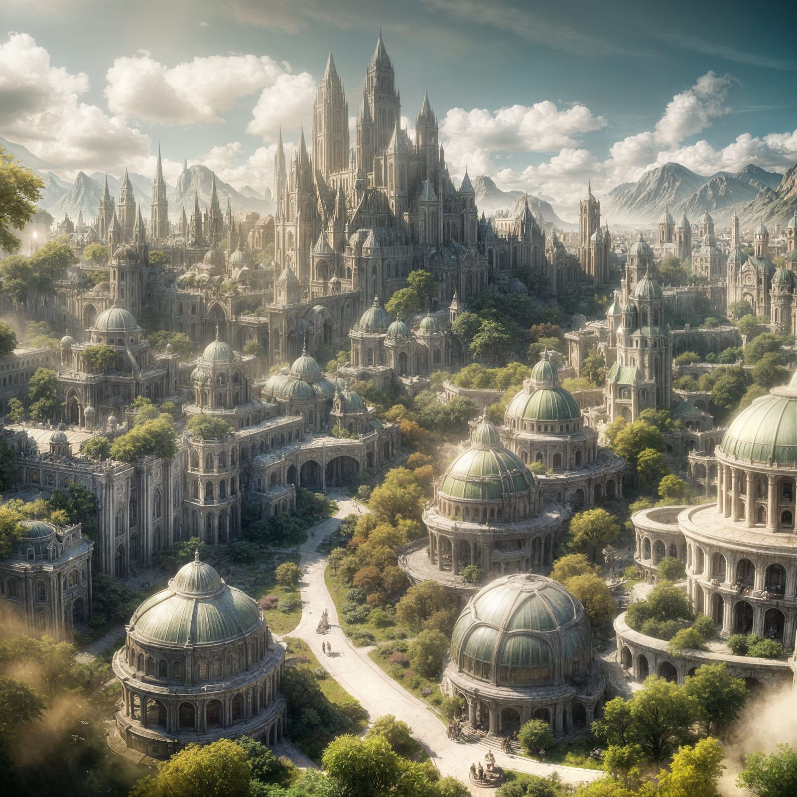 Epic Fantasy Cityscape in Hyperdetailed Digital Art