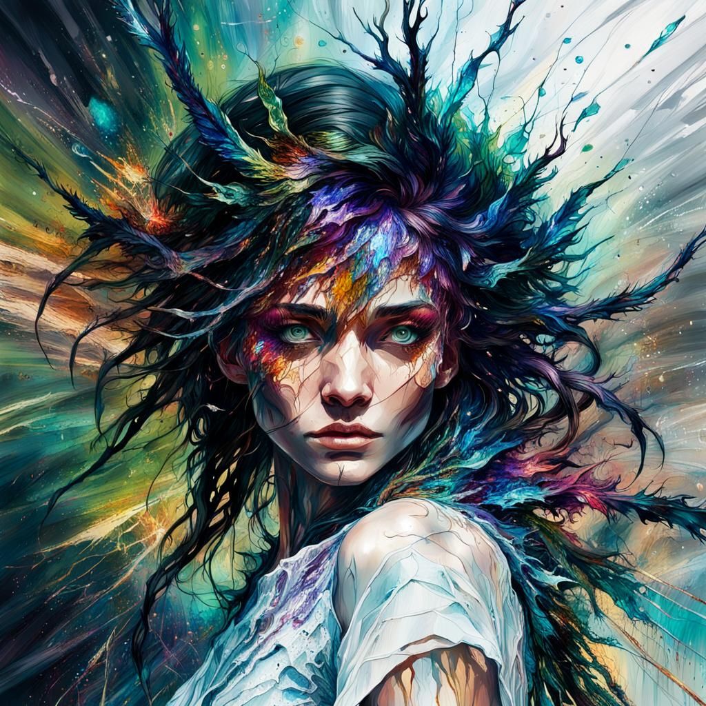 Mythical Creature Radiating Energy in Abstract Style