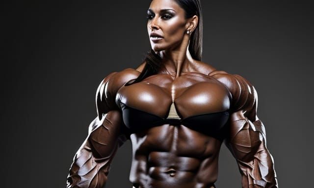 Muscular Female Bodybuilder Flexing