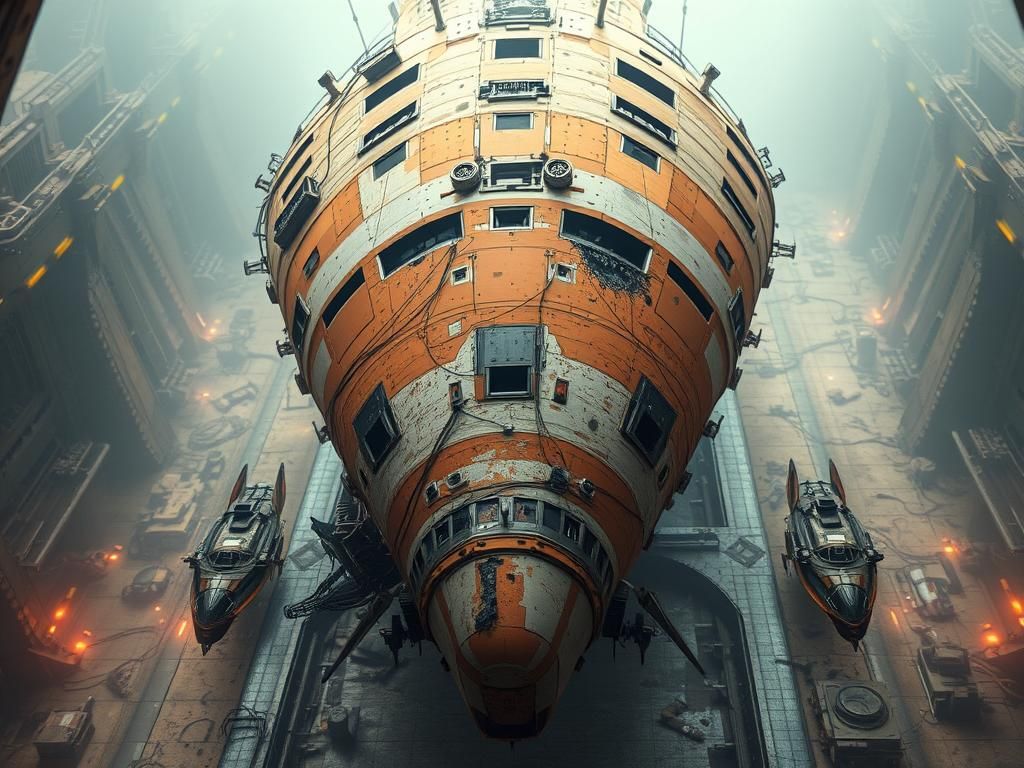 Retro-Futuristic Spaceship in Dry Dock Diorama