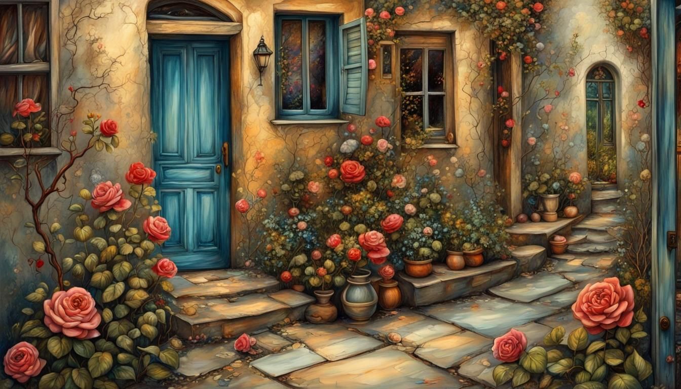 Cartoon Village Street in Detailed Comic Book Art