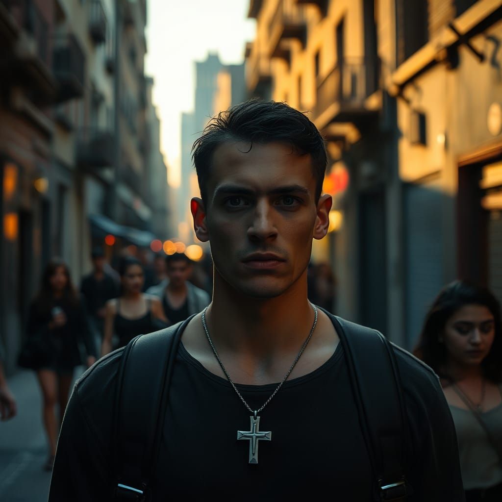 Humans Coexisting With Vampires in Golden Light