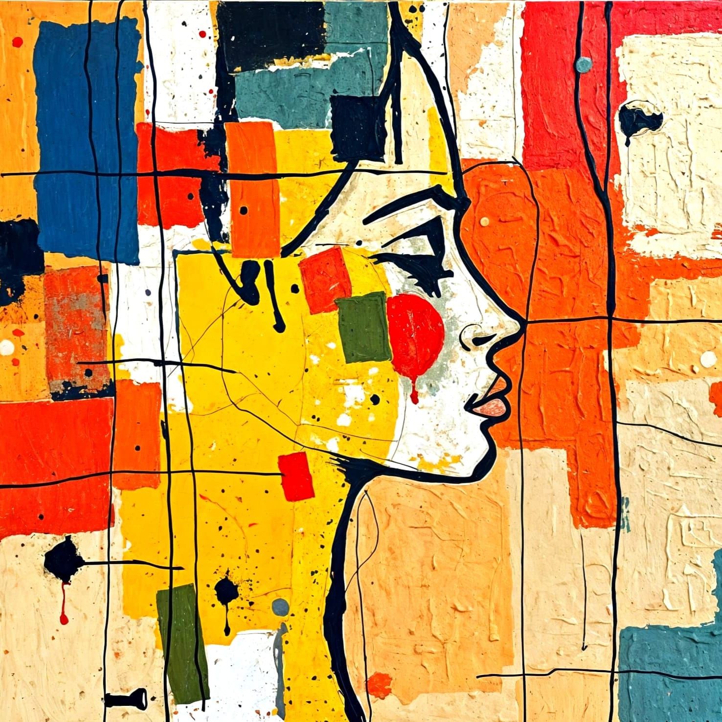 Abstract Female Portrait in Impasto Style