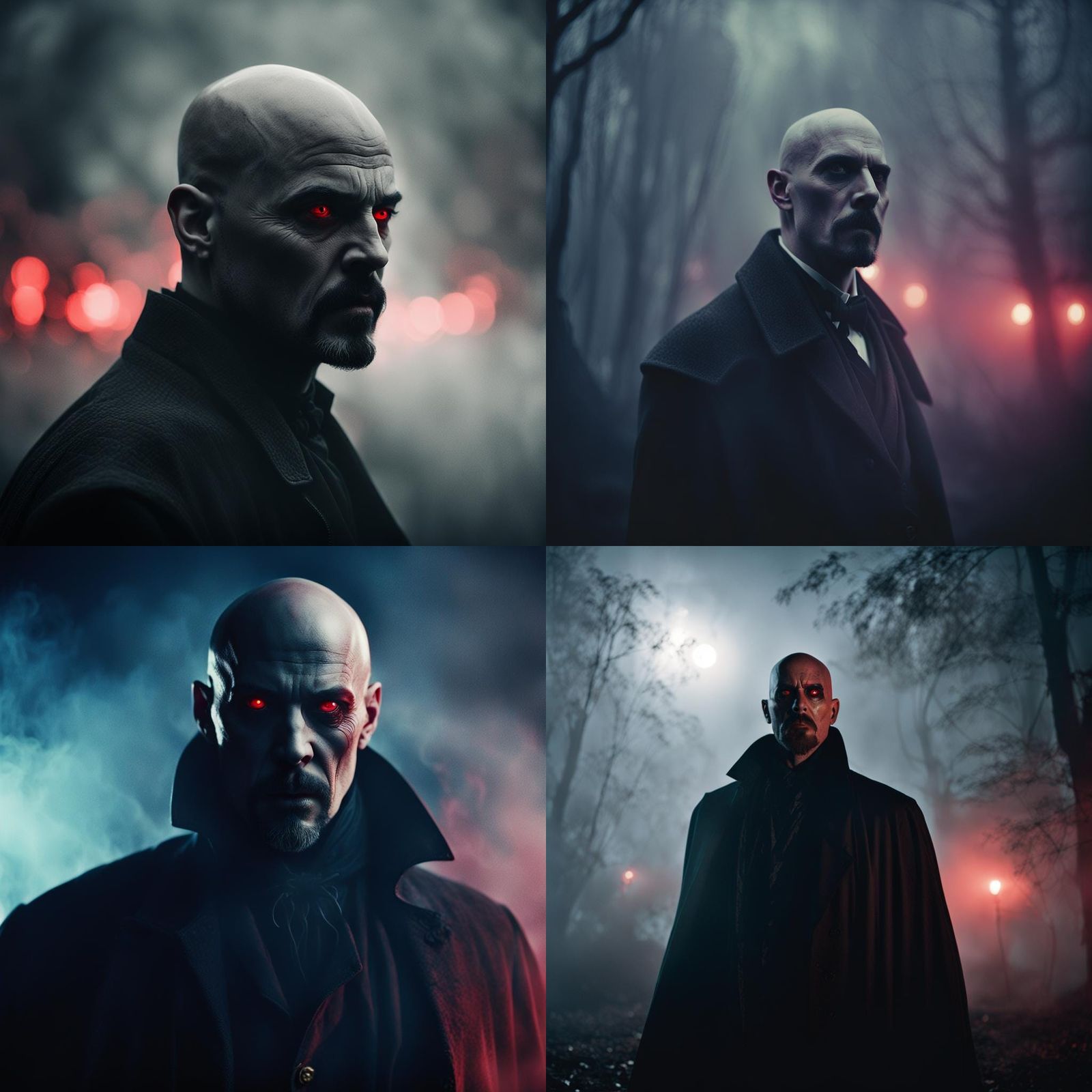 Dramatic Vampire Emerges from Fog: Cinematic Film Still