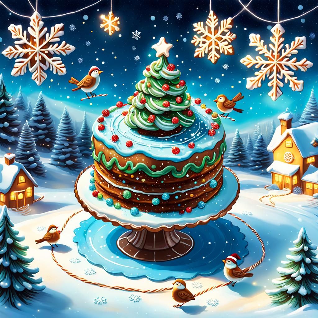 Christmas Snack Cake in Winter Wonderland