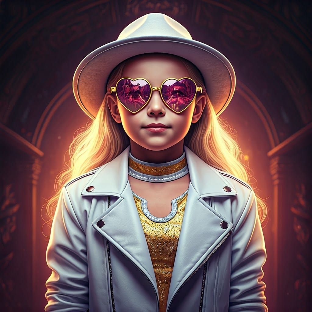 Golden Muse: A Joyful Young Wrestler in a Whimsical Museum