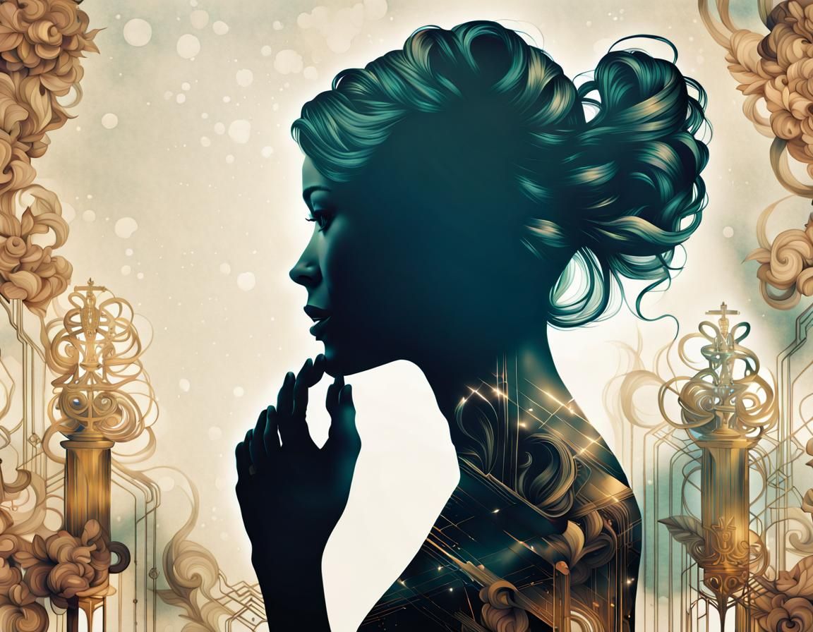 Maximalist Double Exposure: Oscar and Woman