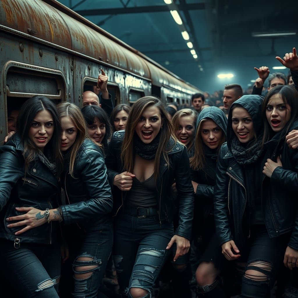 Female Football Hooligans Riot in Hyperrealistic Style