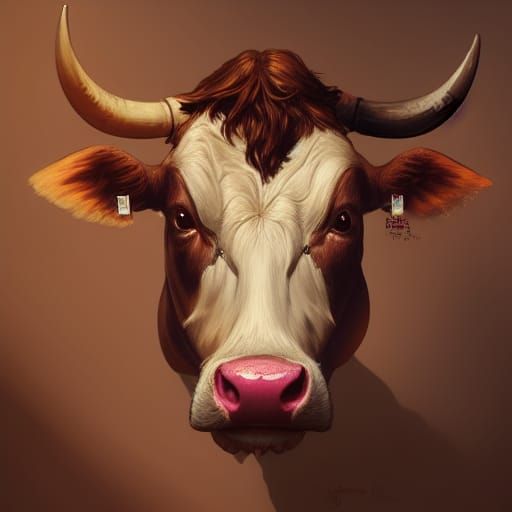 Halloween Cow Portrait in Hyperdetailed Style