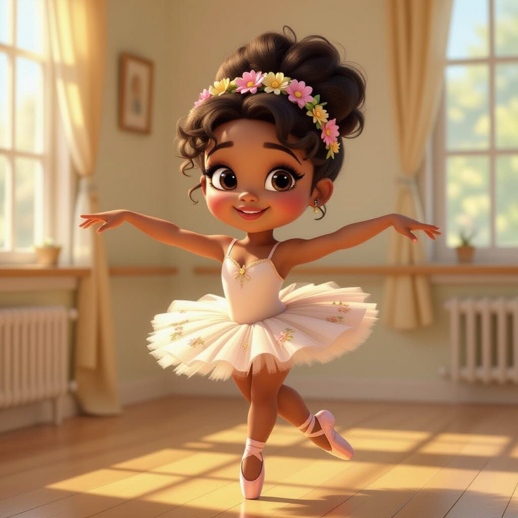 Black Ballerina Practices Pliés in Pixar Style