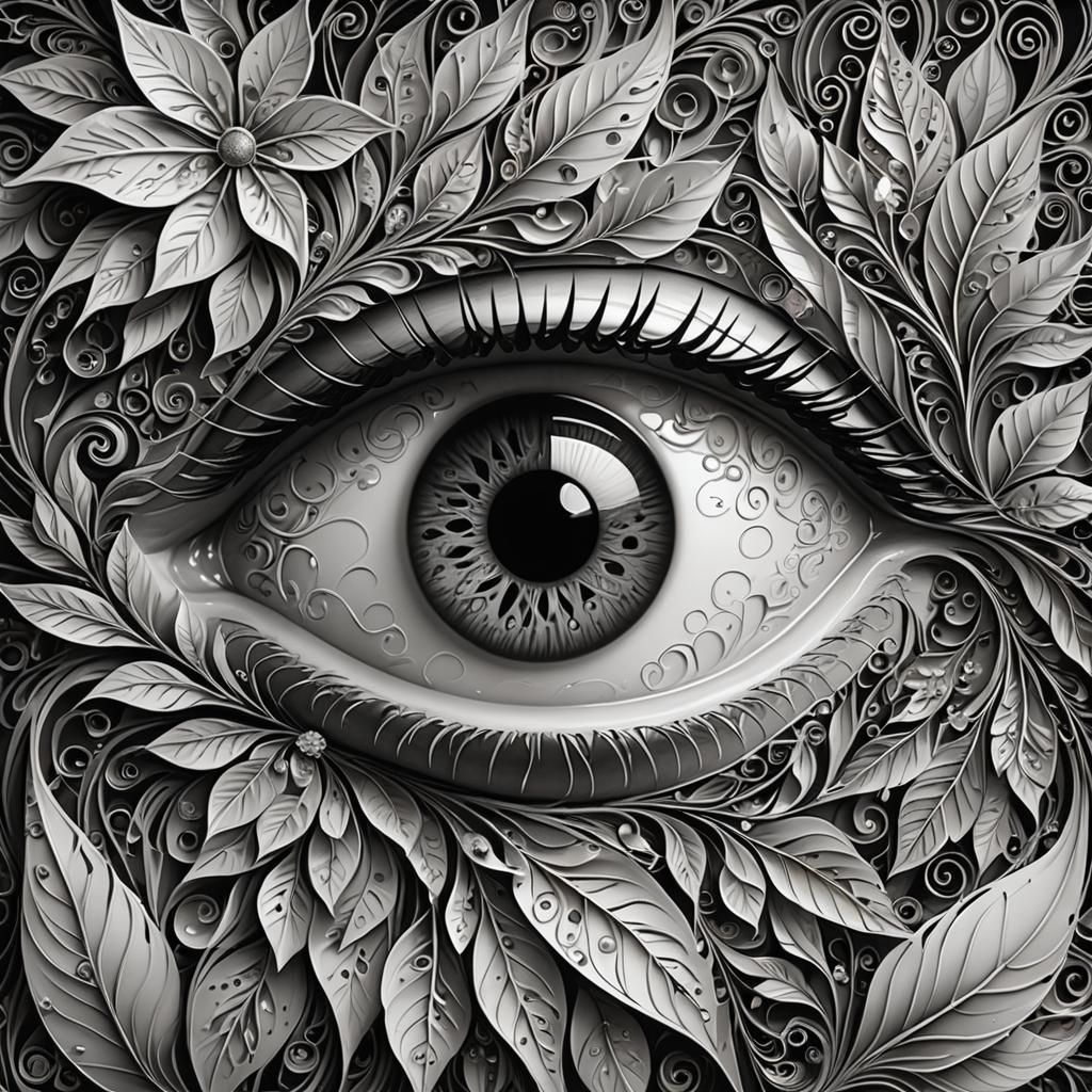 Abstract black and white eye