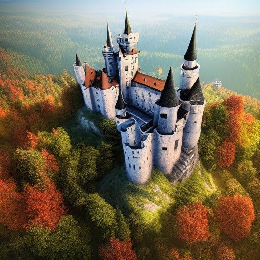 Abandoned Bavarian Castle Digital Painting in Autumn