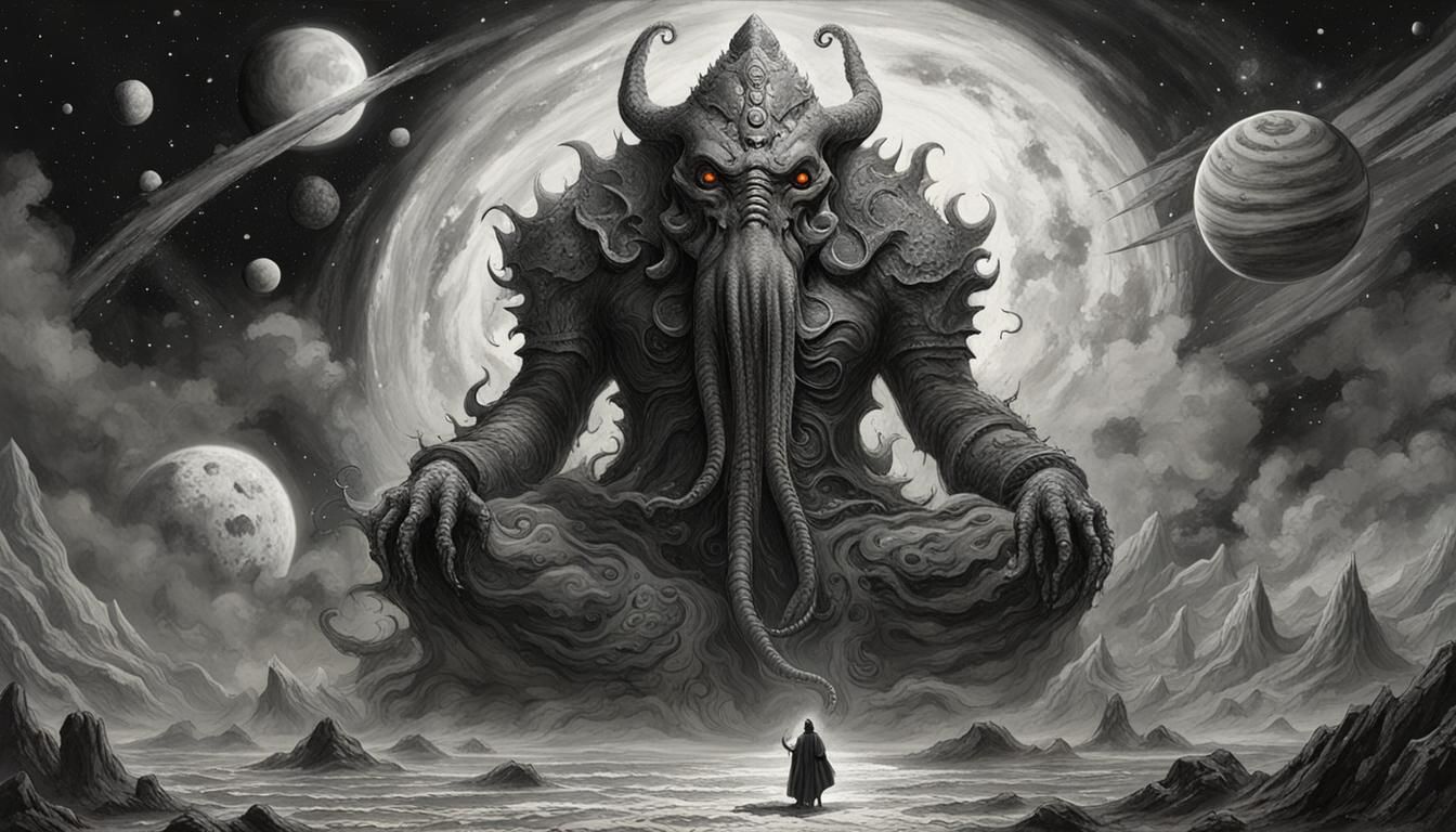 Cthulhu Cuttlefish Dragon in Cosmic Horror Style