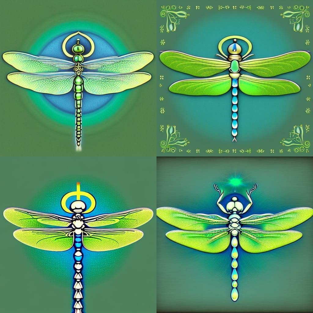 Iridescent Dragonfly in Baroque Style